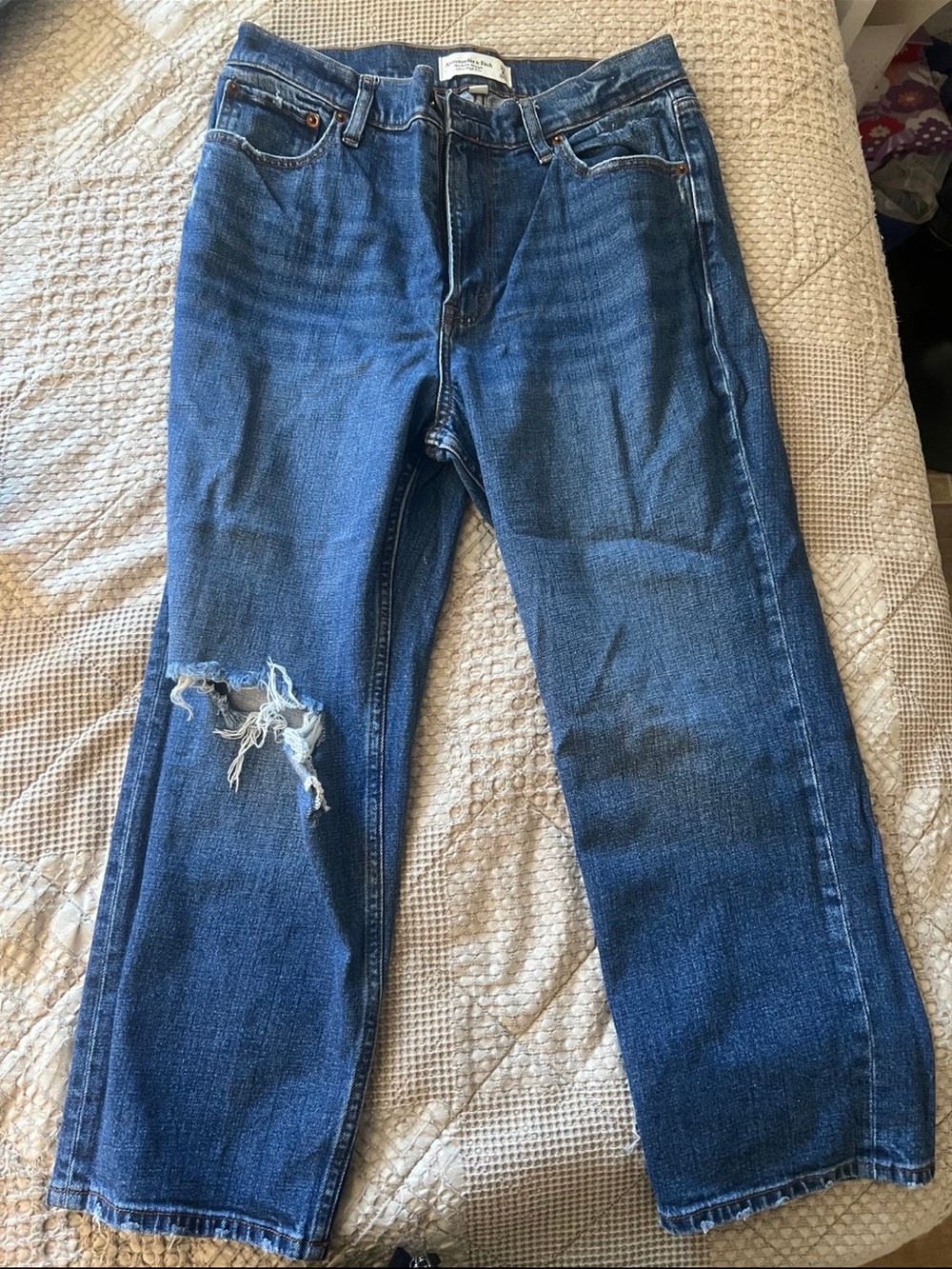 Abercrombie & Fitch Dark Blue High-Rise Ankle Jeans